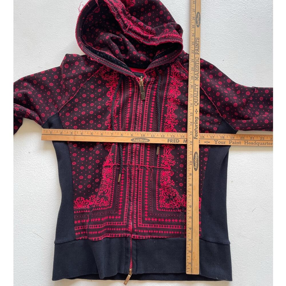 Red By Marc Ecko Y2K 2010s Red Bandana Womens Hoodie / Sz L / Slim Fit Cropped - Picture 9 of 11